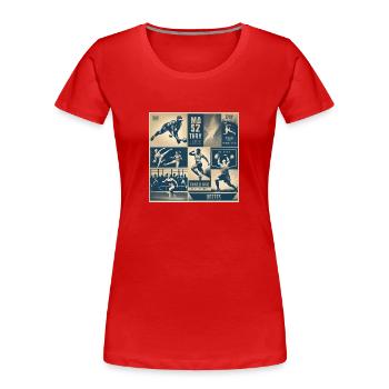 80´s Sports Athletics - Frauen Premium Bio T-Shirt - Rot - Vorne - Mia (176cm)