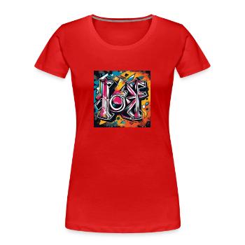 urban street 2 - Frauen Premium Bio T-Shirt - Rot - Vorne - Mia (176cm)