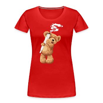 Bär Kiffen Hanf Geschenk - Frauen Premium Bio T-Shirt - Rot - Vorne - Mia (176cm)