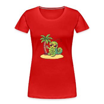 Wurm Sommer Strand Urlaub - Frauen Premium Bio T-Shirt - Rot - Vorne - Mia (176cm)