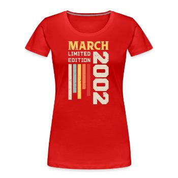 March 2002 - Birthday Gift March 2002 March - Women's Premium Organic T-Shirt - red - Front - Mia (176cm)