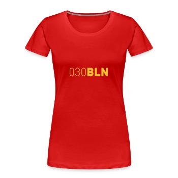 Berlin 030 - Frauen Premium Bio T-Shirt - Rot - Vorne - Mia (176cm)