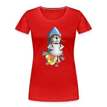 Nouveau départ - Rocket - Comic - T-shirt bio Premium Femme - rouge - Devant - Mia (176cm)