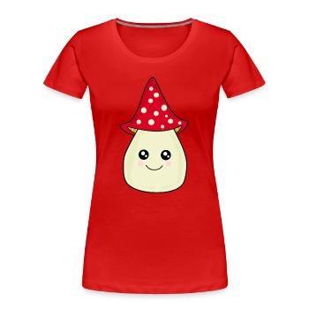Kawaii Mushroom Toadstool cute red with face - Women's Premium Organic T-Shirt - red - Front - Mia (176cm)