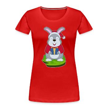 Chapeau de père Noël lapin - T-shirt bio Premium Femme - rouge - Devant - Mia (176cm)