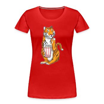 Maïs soufflé Tiger - T-shirt bio Premium Femme - rouge - Devant - Mia (176cm)