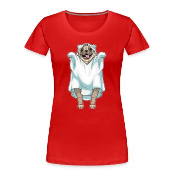 Pug Halloween Ghost - Women's Premium Organic T-Shirt - red - Front - Mia (176cm)