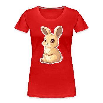 Hase - Frauen Premium Bio T-Shirt - Rot - Vorne - Mia (176cm)