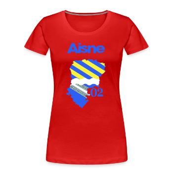 Map of Aisne Blue Yellow 02 - Women's Premium Organic T-Shirt - red - Front - Mia (176cm)
