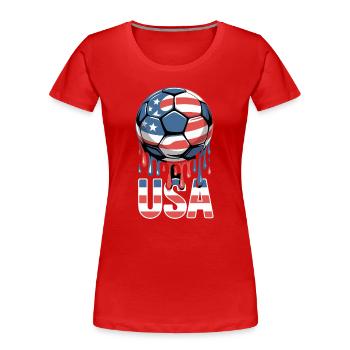 USA Football Passion Drapeau américain - T-shirt bio Premium Femme - rouge - Devant - Mia (176cm)