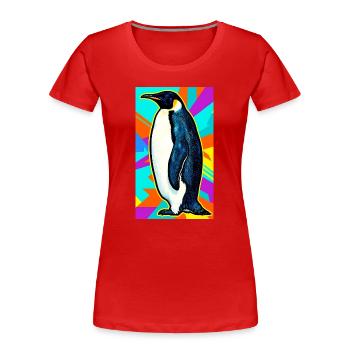 pingouin - T-shirt bio Premium Femme - rouge - Devant - Mia (176cm)
