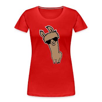 Lunettes de soleil Cool Lama Alpaga Souriant Drôle - T-shirt bio Premium Femme - rouge - Devant - Mia (176cm)