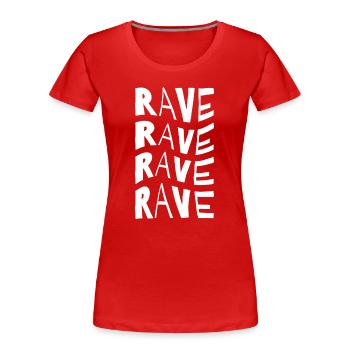 Rave Repeat Typografie - Frauen Premium Bio T-Shirt - Rot - Vorne - Mia (176cm)