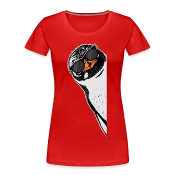 Pinguin mit Sonnenbrille - Frauen Premium Bio T-Shirt - Rot - Vorne - Mia (176cm)