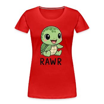 Mignon, dessin animé Tortue Monstre Rawr Drôle - T-shirt bio Premium Femme - rouge - Devant - Mia (176cm)