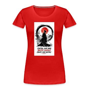 Samurai Zen: Control Your Mind - Women's Premium Organic T-Shirt - red - Front - Mia (176cm)