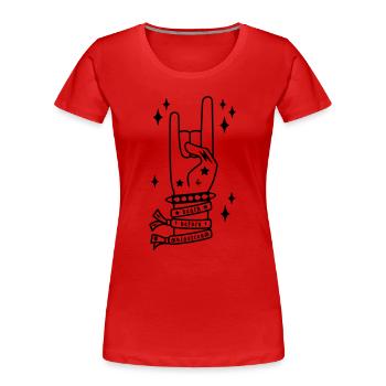 Death Before Mainstream - Heavy Metal Handgeste - Frauen Premium Bio T-Shirt - Rot - Vorne - Mia (176cm)