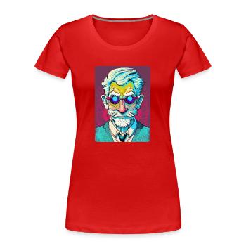 Mysterious Old Man with Glasses - Women's Premium Organic T-Shirt - red - Front - Mia (176cm)