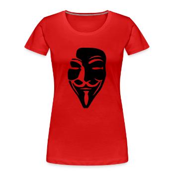 Masque de Guy Fawkes pour les chemises foncées - T-shirt bio Premium Femme - rouge - Devant - Mia (176cm)
