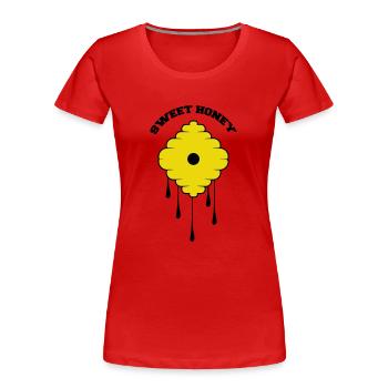 Miel sucré - T-shirt bio Premium Femme - rouge - Devant - Mia (176cm)