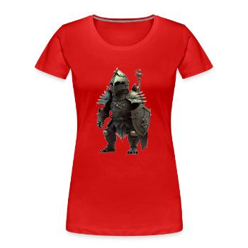 Igel in voller Montur als eine Ritterrüstung - Frauen Premium Bio T-Shirt - Rot - Vorne - Mia (176cm)