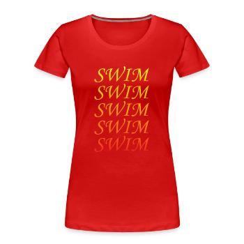Triathlon Natation Bike Run Marathon - T-shirt bio Premium Femme - rouge - Devant - Mia (176cm)