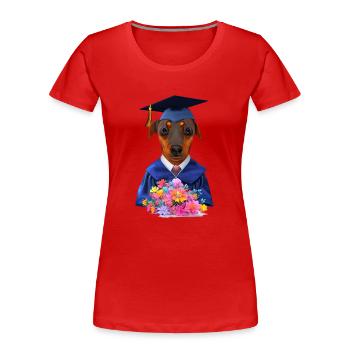 Bachelor Dogs Doberman Graduation Studies - Women's Premium Organic T-Shirt - red - Front - Mia (176cm)