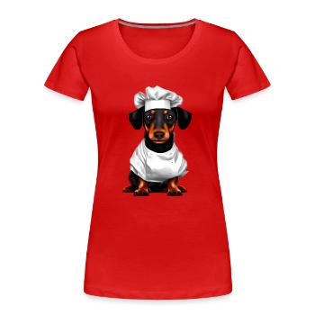 Dachshund Gastronom Hund Dackelwelpe Kochen Hunde - Frauen Premium Bio T-Shirt - Rot - Vorne - Mia (176cm)