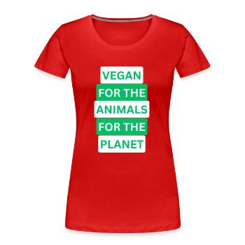 Veganer Stil mit Herz: Einzigartiges Design - Frauen Premium Bio T-Shirt - Rot - Vorne - Mia (176cm)