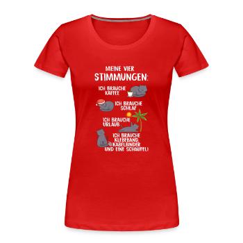 Meine Vier Stimmungen - Frauen Premium Bio T-Shirt - Rot - Vorne - Mia (176cm)