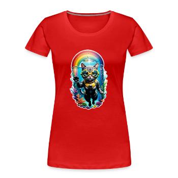Katzen-Tauchen - Frauen Premium Bio T-Shirt - Rot - Vorne - Mia (176cm)