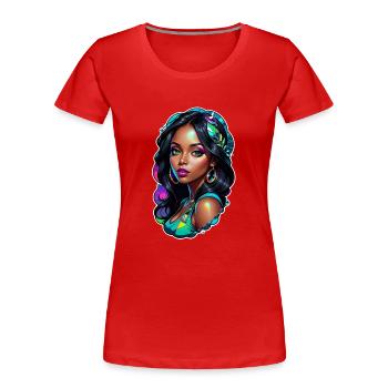 Afro Frau - Schönheit - Frauen Premium Bio T-Shirt - Rot - Vorne - Mia (176cm)