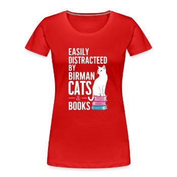 Katze Birma Geschenk - Frauen Premium Bio T-Shirt - Rot - Vorne - Mia (176cm)
