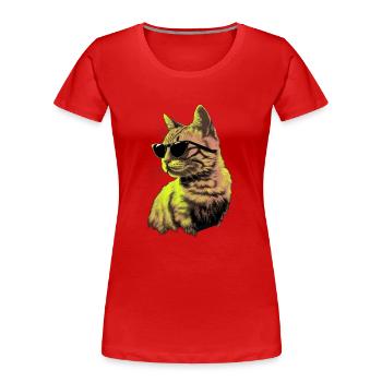 Sonnenbrille für Japanese Bobtail-Katzen Geschenk - Frauen Premium Bio T-Shirt - Rot - Vorne - Mia (176cm)