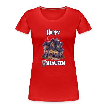 Halloween – Joyeux Halloween, maison hantée effrayante - T-shirt bio Premium Femme - rouge - Devant - Mia (176cm)