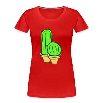 2 petits Cactus Cactus Épines Desert Pot de Fleurs - T-shirt bio Premium Femme - rouge - Devant - Mia (176cm)