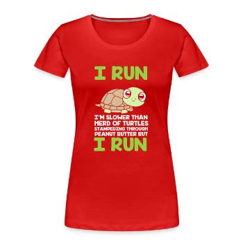 Marathon Marathon Runner - Women's Premium Organic T-Shirt - red - Front - Mia (176cm)