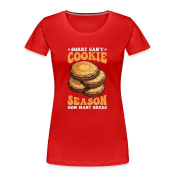 Sorry Can't Cookie Season How Many Boxes 2 - Frauen Premium Bio T-Shirt - Rot - Vorne - Mia (176cm)