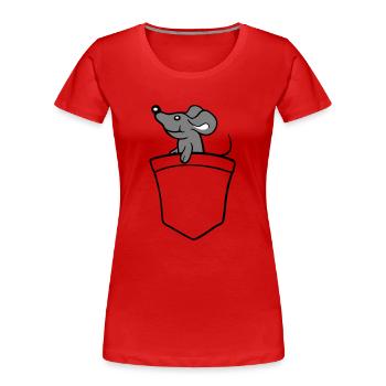 Maus Hemdtasche Tasche unterwegs auf Reisen Süß - Frauen Premium Bio T-Shirt - Rot - Vorne - Mia (176cm)