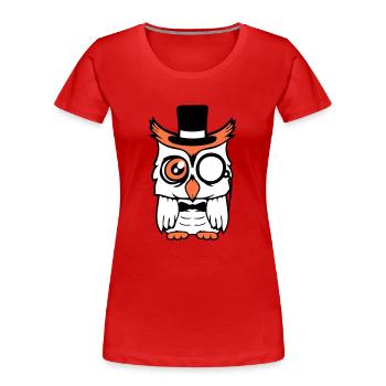 Sir hibou chapeau haut de forme monocle verres riches M. - T-shirt bio Premium Femme - rouge - Devant - Mia (176cm)