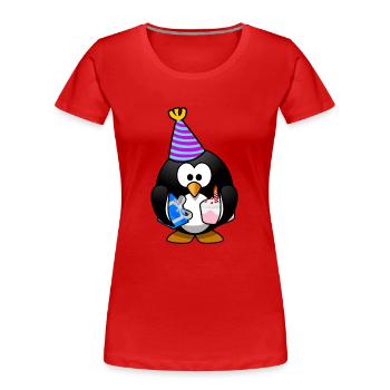 Geburtstag Pinguin - Frauen Premium Bio T-Shirt - Rot - Vorne - Mia (176cm)