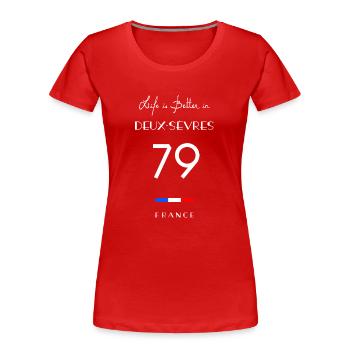 La vie en DEUX-SÈVRES Numéro 79 Poitou Charentes - T-shirt bio Premium Femme - rouge - Devant - Mia (176cm)