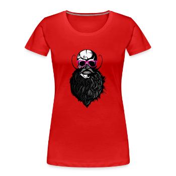 Tod Kopf kahl hipster Schädellogo Anarchie SLU - Frauen Premium Bio T-Shirt - Rot - Vorne - Mia (176cm)