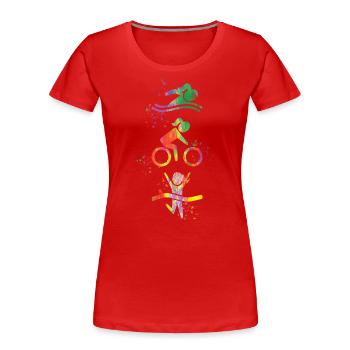 Wasserfarben Frauen Triathlon - Frauen Premium Bio T-Shirt - Rot - Vorne - Mia (176cm)