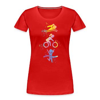Aquarell-frauen-triathlon - Frauen Premium Bio T-Shirt - Rot - Vorne - Mia (176cm)