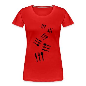 Gabel Besteck - Frauen Premium Bio T-Shirt - Rot - Vorne - Mia (176cm)