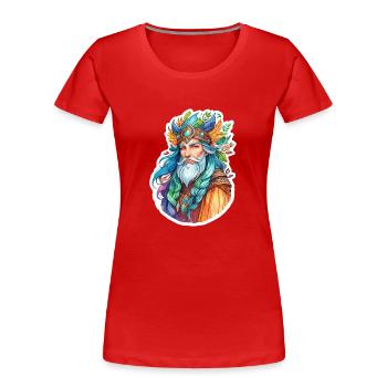 Druide Wasserfarben - Frauen Premium Bio T-Shirt - Rot - Vorne - Mia (176cm)