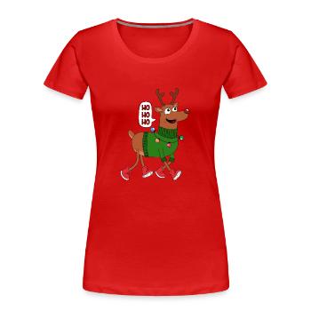 Cerf de Noël - T-shirt bio Premium Femme - rouge - Devant - Mia (176cm)