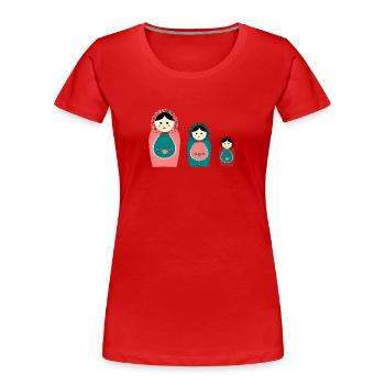 Matroschka trio birth Geburt Geburtstag birthday - Frauen Premium Bio T-Shirt - Rot - Vorne - Mia (176cm)