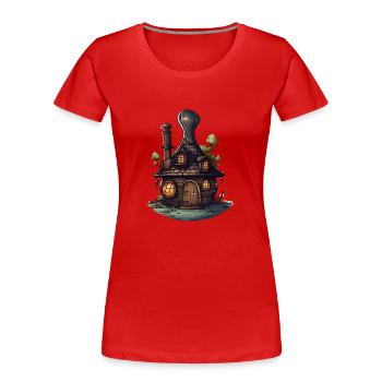 Haus aus Hut - Frauen Premium Bio T-Shirt - Rot - Vorne - Mia (176cm)